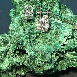 2.4cwt Moissanite, Solid Sterling Silver, Stud, Screw Back Earrings